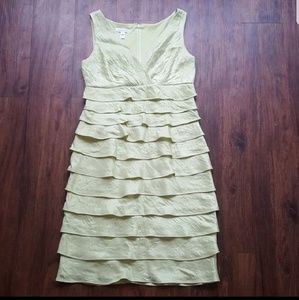London Times Light Green Ruffled Dress